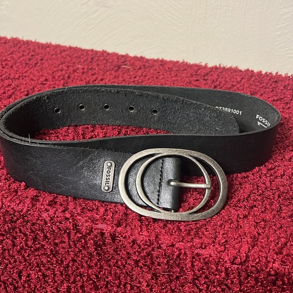 Fossil Womens Belt Medium Black Antique Brass Buckle - Picture 9 of 9